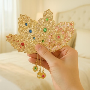 Segnalibro vintage in metallo dorato barocco con catena e nappa - regalo elegante per lettori, scrittori, insegnanti, segnalibro in metallo, segnalibro di lusso