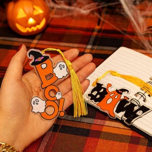 Halloween Acrylic Bookmark, &#39;Boo!&#39; Ghost Design