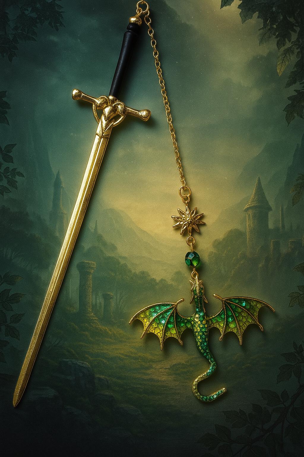 Marque-page épée Dragon En Métal – Longueur 32 Cm, Alliage Zinc – Pendentif Dragon Détaillé – Cadeau Pour Lecteur