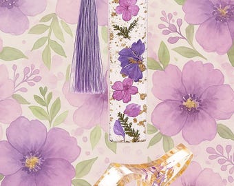 Floral Harz Lesezeichen mit Quaste & Seitenhalter: Gepresste Blume Buch Liebhaber Geschenk