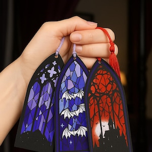 Dark Romantic Acrylic Bookmark with Black Tassel, Gothic Literature Gift for Women, Perfect for Book Lovers & Reading Aficionados