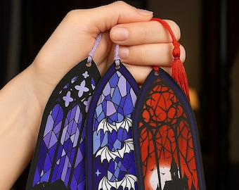 Gothic Halloween Acrylic Bookmark with Black Tassel
