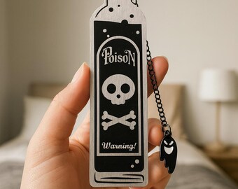 Gothic Halloween Bookmark: Skeleton Bottle, Ghost Pendant