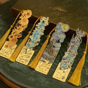 Marque-page Van Gogh : marque-page vintage en métal avec pampille