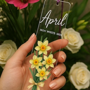 Birth Flower Resin Bookmark, Custom Daisy Wildflower Pressed Flower, Perfect for Book Lovers,Resin Bookmark,Flower Bookmark,Custom Bookmark
