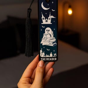 Halloween Bookmark with Tassel, Scary Ghosts Bats Castles, Dark Romantic Horror Decor for Reading, Perfect Halloween,ghost bookmark