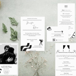VOLLEDIGE set Modern liefdesverhaal trouwkaart I 5 sjablonen I+gratis bedankkaartje (voor eerste bestellingen) I Minimalistische trouwkaartset