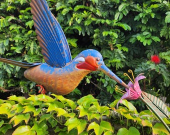 Painted Metal Hummingbird