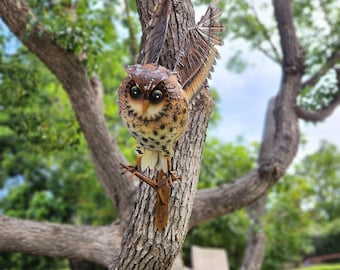 Outdoor simulated metal owl decorative ornaments lifelike dynamic shape bird-proof art ornaments