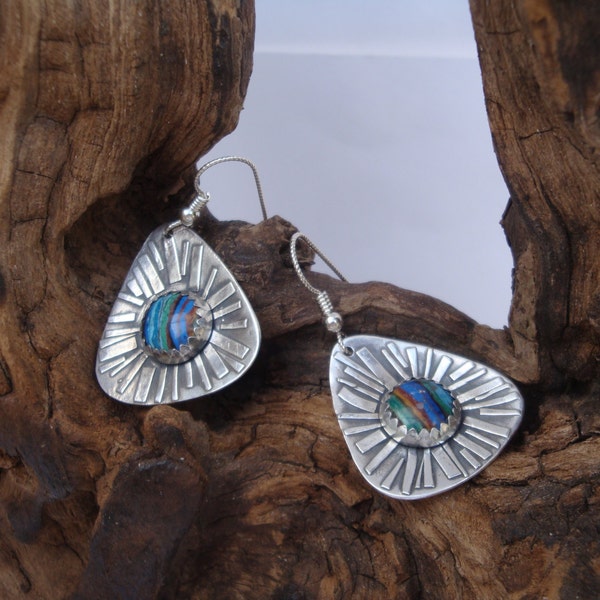 Over the Rainbow with Guitar Pick Style Earrings - PMC and Calilica Earrings