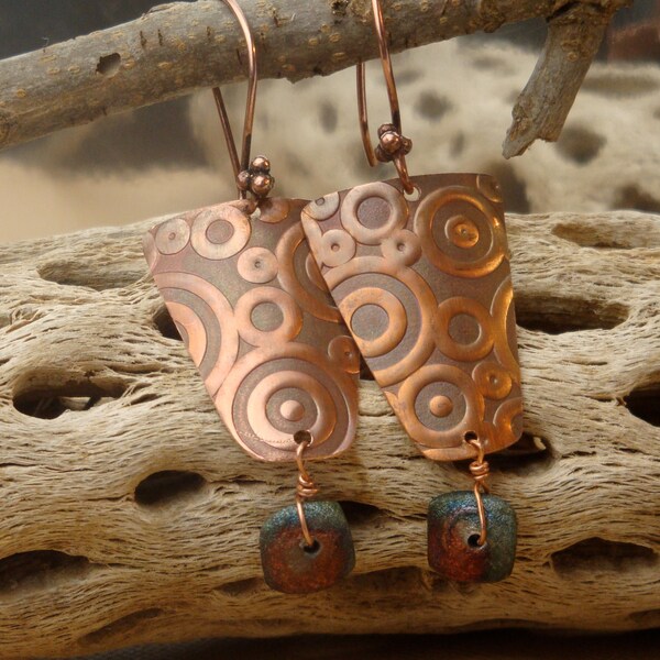 29 Circles - Copper Dangles - Artisan Earrings