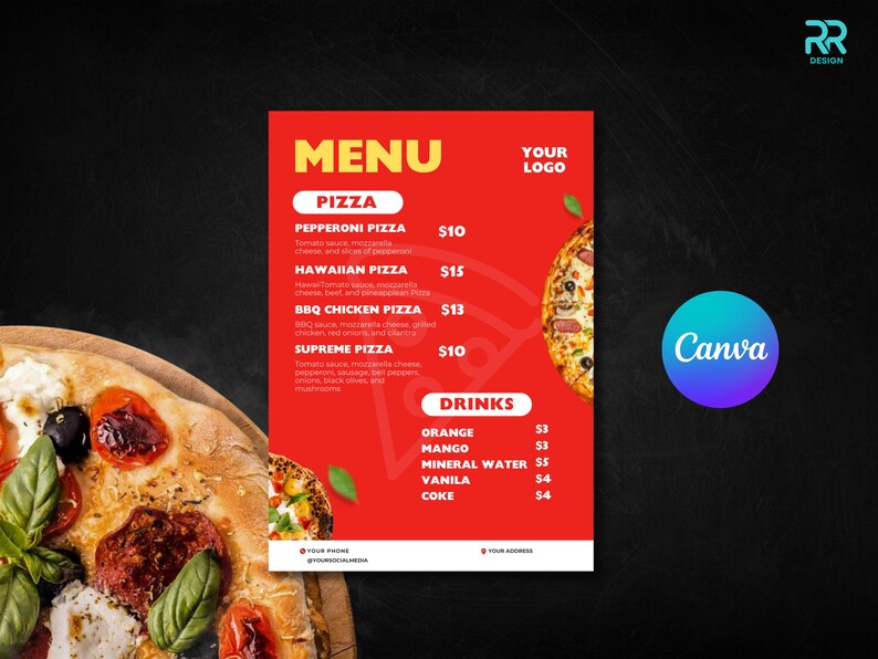 Editable Pizza Menu.pdf Editable Pizza Menu Template for Canva, Printable Italian Pizzeria ...