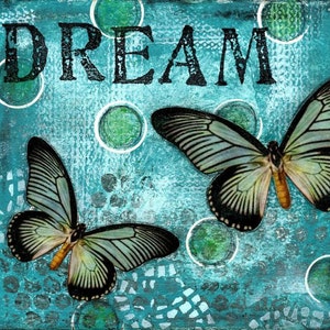 Dream Collage - wydruk zamontowany na drewnie