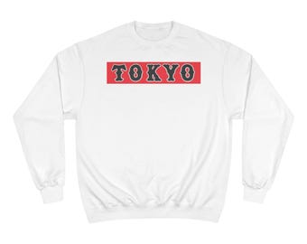 Champion Tokyo Kaiju Sweatshirt, Urban Streetwear, Limited Edition, Japan Typographic Pullover, Graphic Sweatshirt