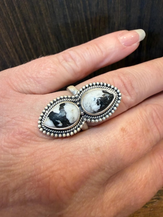 Adjustable, White Buffalo, Ring - image 3