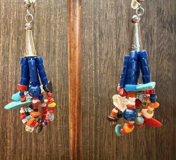 Multicolor beaded dangle earrings - image 2