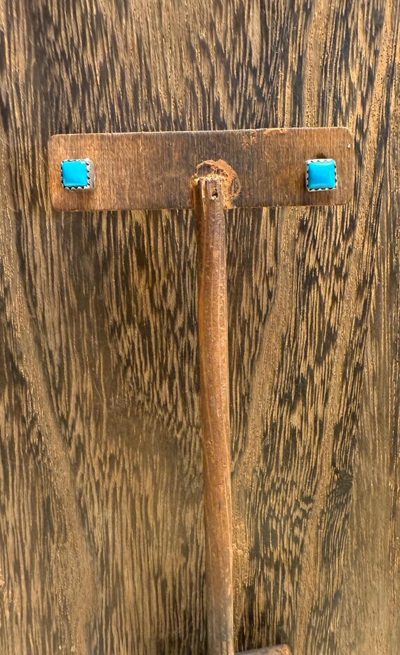 Sterling Silver, Square Turquoise, Post Earrings - image 2