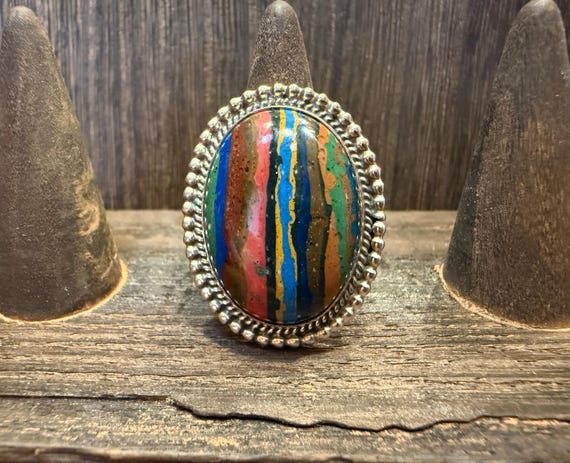 Large Rainbow Calsilica Ring - image 3