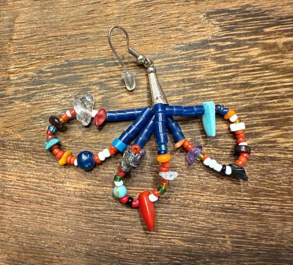 Multicolor beaded dangle earrings - image 7