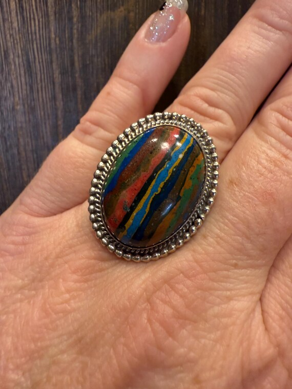 Large Rainbow Calsilica Ring - image 2