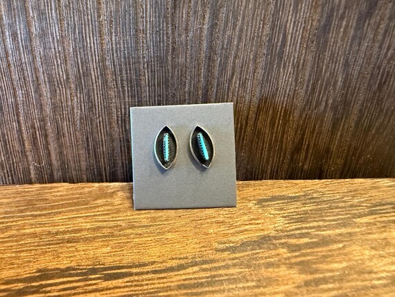 Zuni Needlepoint Turquoise & Sterling Silver Stud Earrings