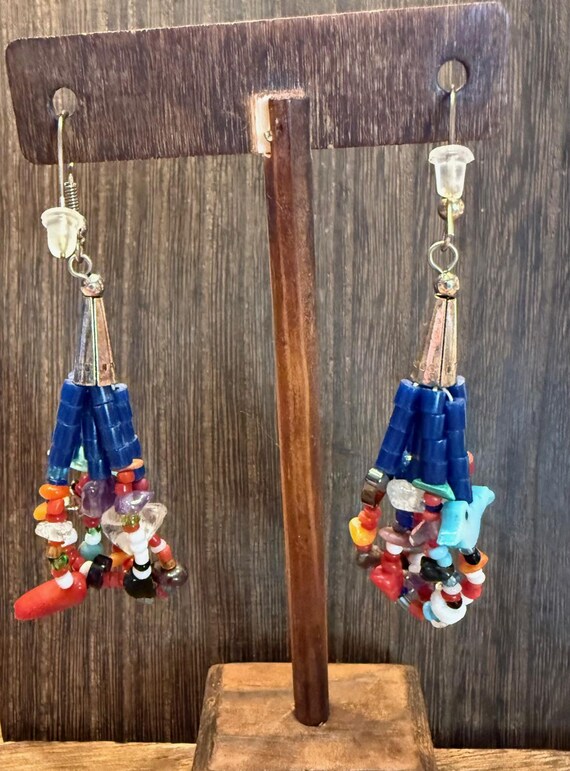 Multicolor beaded dangle earrings - image 4