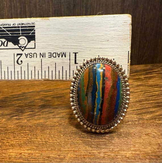 Large Rainbow Calsilica Ring - image 9
