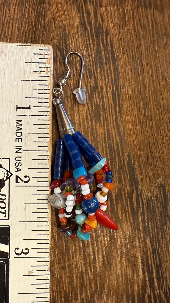 Multicolor beaded dangle earrings - image 6