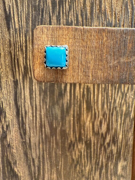 Sterling Silver, Square Turquoise, Post Earrings - image 3