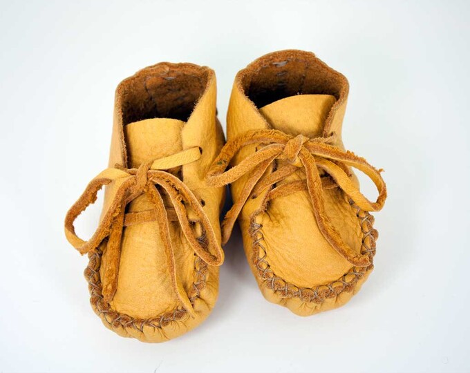 Elk Hide Baby Moccasins Hand Stitched Etsy