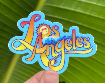 Los Angeles Vinyl Sticker: Hand-Drawn Weatherproof Laptop Decal