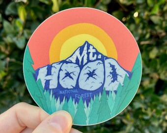 Mt. Hood National Forest Vinyl Sticker: Hand-Drawn Design