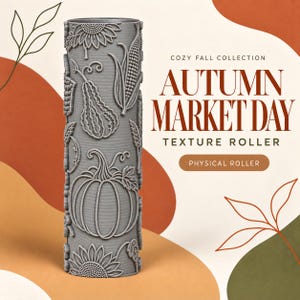 Autumn Market Day Texture 3D-Printed Roller | Pottery and Clay Tool