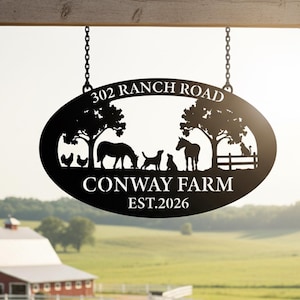 Personalized Metal Farm Sign,Metal Farm Sign Wall Decor,Metal Wall Art,Metal Farmhouse Sign,Metal Ranch Farm Decor,Custom Farm Name Sign
