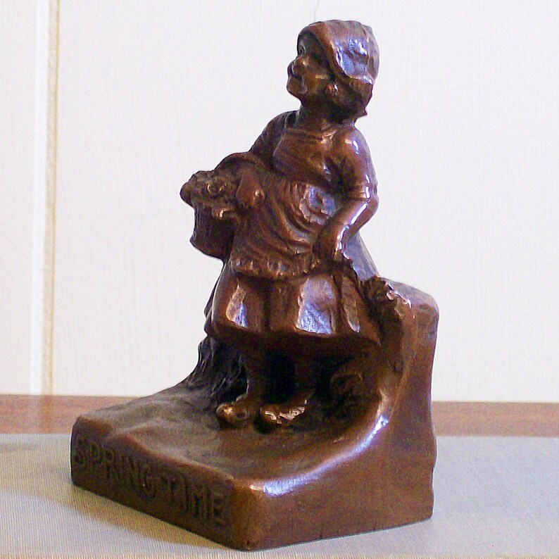 Vintage Bookend Little Girl Spring Time image 4