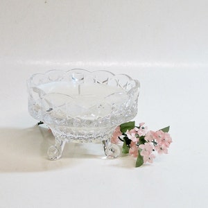 Candle in Vintage Bowl Clear Pressed Glass Vanilla image 1