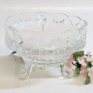 Candle in Vintage Bowl Clear Pressed Glass Vanilla image 2