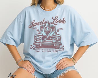 Maglietta da rimorchio retrò da cowgirl, grafica western, colori comfort 1717, maglietta S-3XL