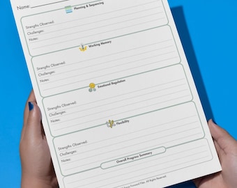 Registro mensile delle funzioni esecutive / Planner ADHD stampabile, Rapporti sui progressi del PEI, Monitoraggio del comportamento del bambino / Registro della tata