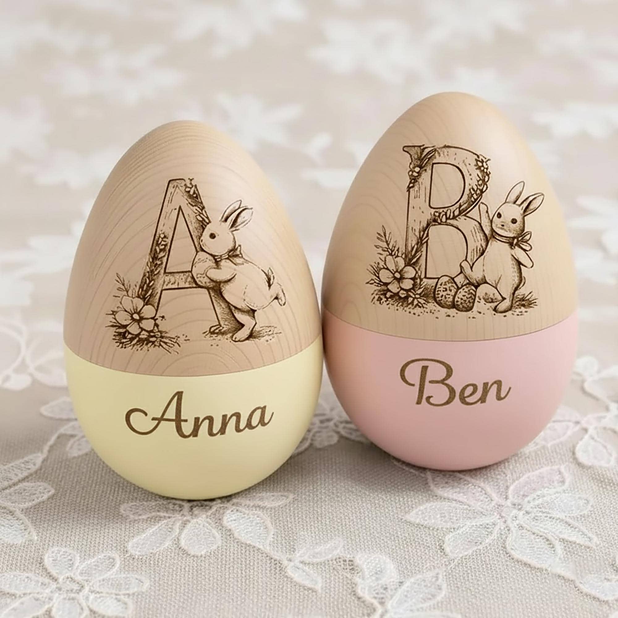 Discover Colorful Wooden Easter Eggs with Personalization, Custom Letter Decor Gift