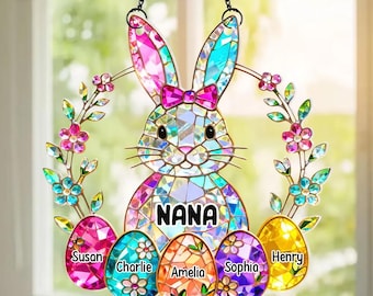 Personalized Bunny Suncatcher Ornament – Custom Easter Gift for Grandma