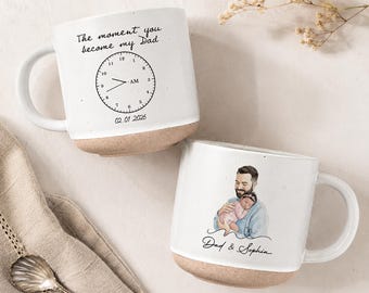 Vatertagsgeschenke, benutzerdefinierte Foto Aquarell Kunst Vatertagsgeschenk für neuen Vater, Ehemann - personalisierte Keramiktasse