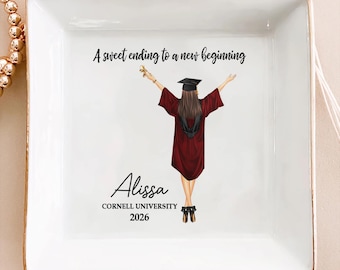 A Sweet Ending To A New Beginning - Personalized Jewelry Dish - Graduation Gift
