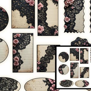 Dark Gothic Lace Complete Ephemera Kit - Etsy UK