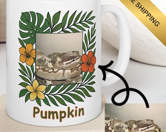 Taza personalizada para reptiles - Taza personalizada con foto y nombre de mascota tropical - Regalo para dragones barbudos, geckos y pitones bola - Para amantes de las aves - Taza de café con forma de lagarto