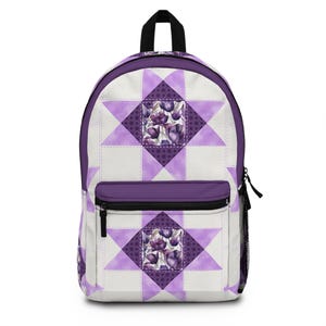 Elegant Floral Purple Patchwork Backpack for Daily Adventures, School, Travel, Gifts, Back to School, and More