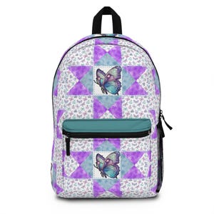 Butterfly Pattern Backpack, Stylish School Bag, Trendy Travel Backpack, Unique Gift for Her, Floral Print Backpack, Back to School