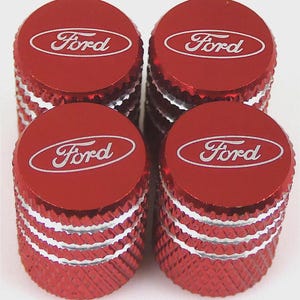 4x Tire Valve Stem Caps For Car, Truck Universal Fitting (Ford Red)