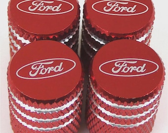 4x Tire Valve Stem Caps For Car, Truck Universal Fitting (Ford Red)
