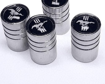 Mustang Tire Valve Stem Caps, Chrome, Set of 4